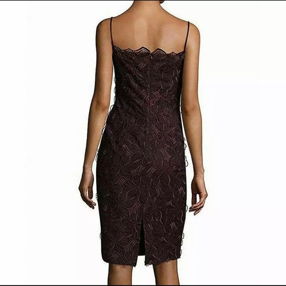 NWT BLACK HALO Burgundy Floral Sheath Dress 0 - Picture 4 of 4